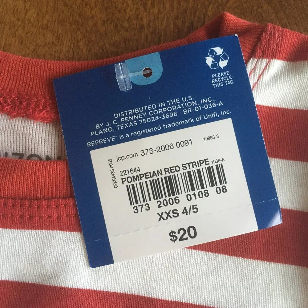 Arizona red stripe tee XXS (4/5) NWT